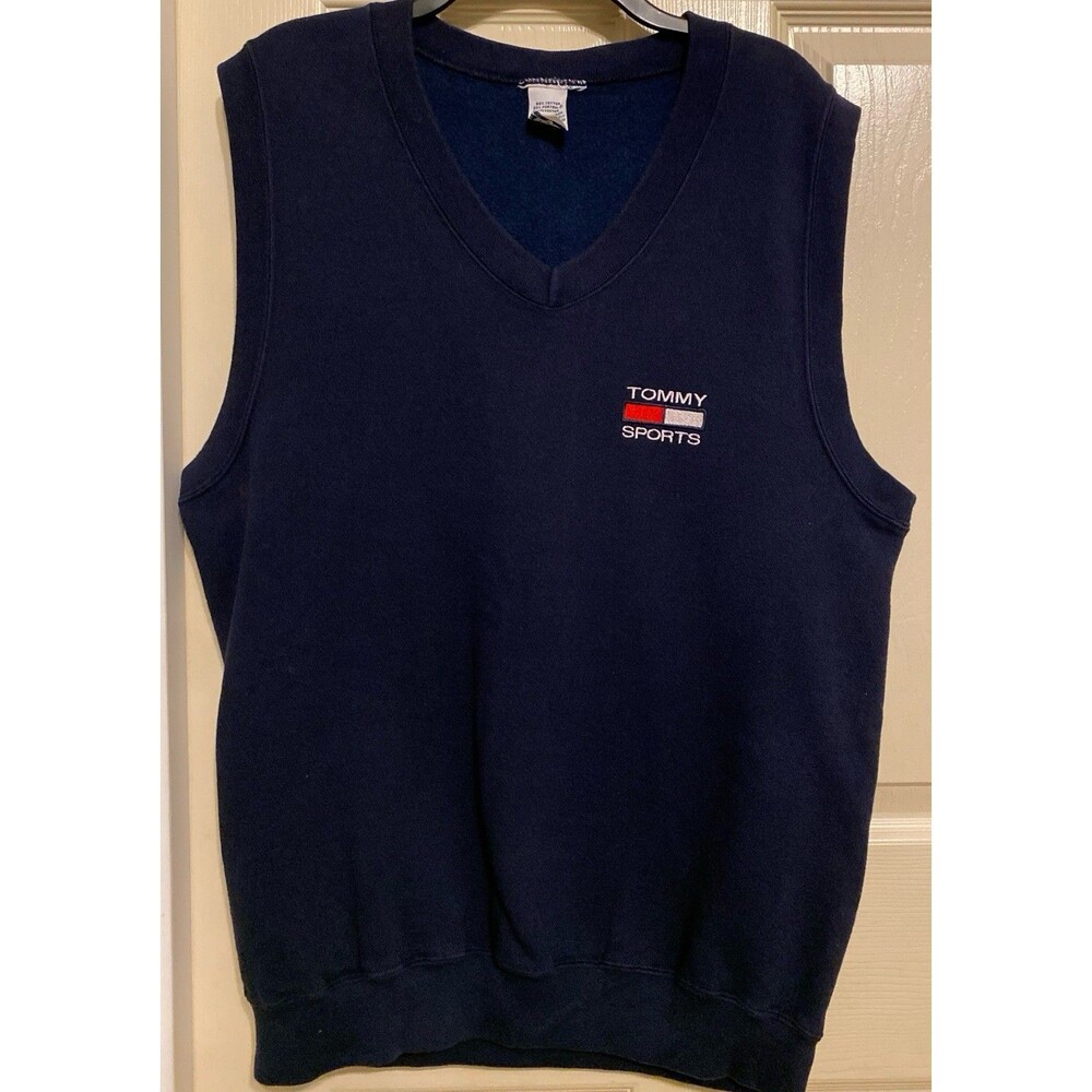 VTG Tommy Sports Hilfiger Vest Sweatshirt Golf Casual Preppy Classic Mens M USA